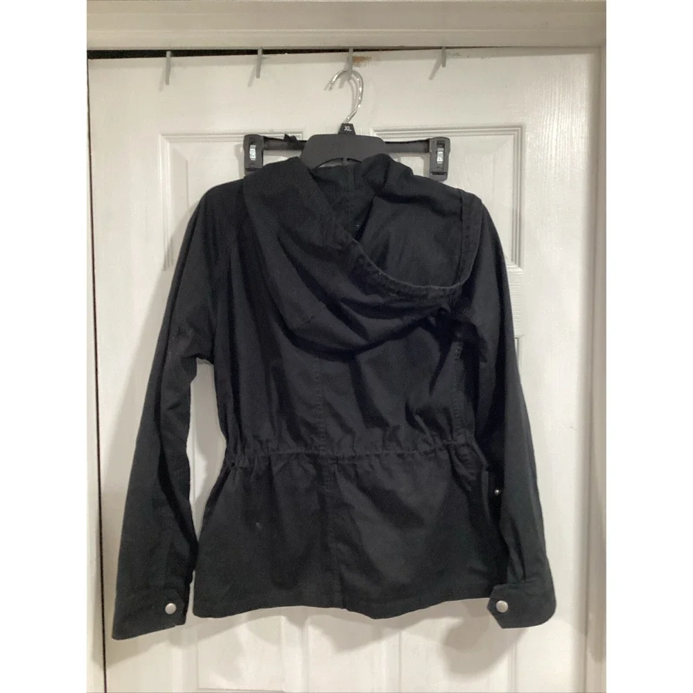 Gap Women's Jacket M Medium Black Full Zip Cotton Polyester Hooded